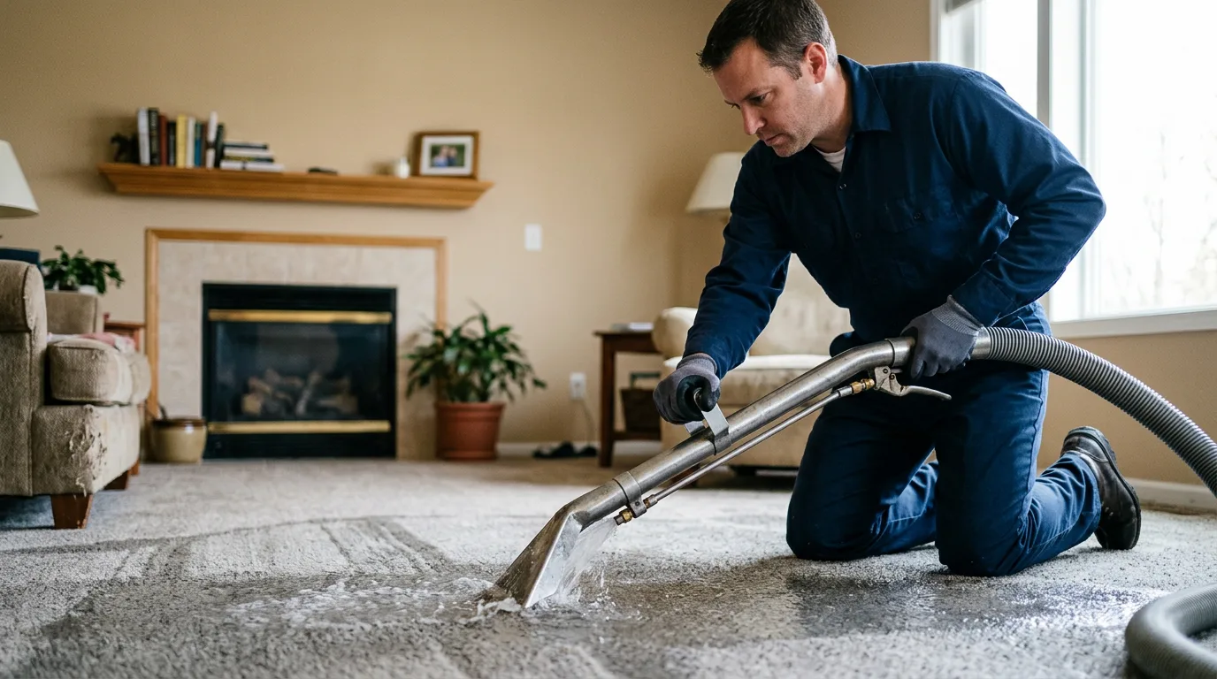 Water damage restoration technician working near Winston Salem, NC